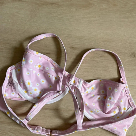 Koana Nova Swimsuit SET Underwire Bra High Cut Bottoms Pink Daisy  Size L/M - Picture 9 of 13